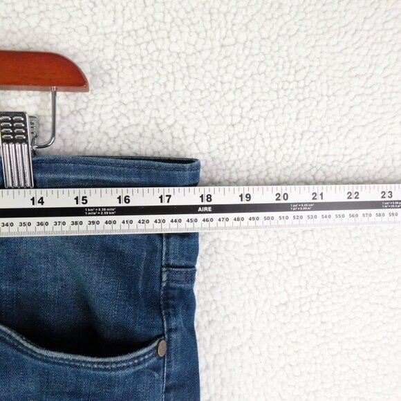 Ed Hardy Jeans Womens 34 Blue Distressed Stone Wash Straight Whiskers Stretch - Picture 7 of 12